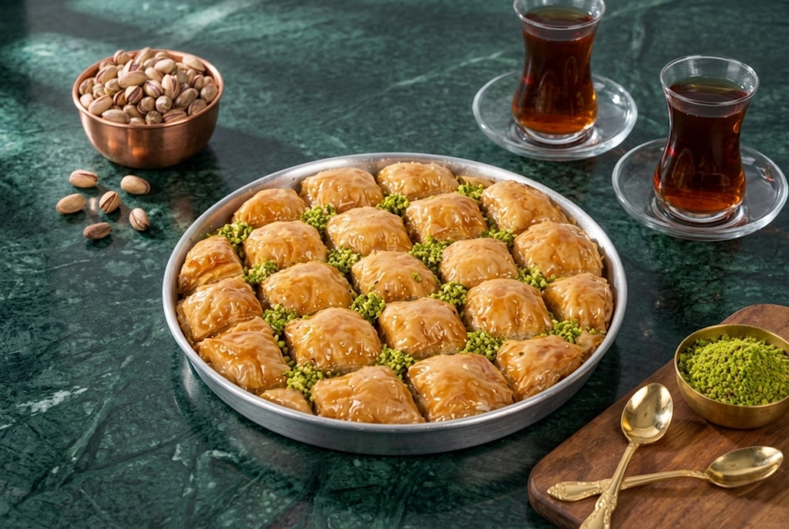 USBA TEPSİ FİNAL! (4) (1) Fıstıklı Baklava (Ortalama 1.5 kg.) - Görsel 1
